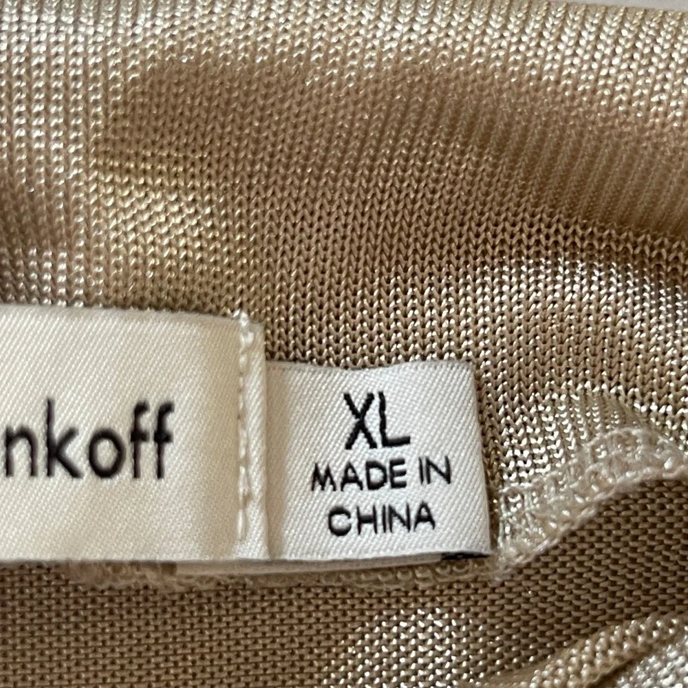 M by Rebecca Minkoff Womne's XL Mock Neck Gold Metallic Sleeveless Blouse Ruched - Picture 7 of 12